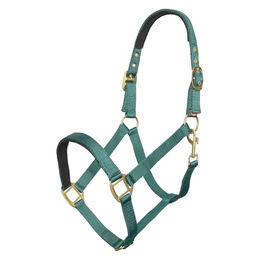 Produktbild von Imperial Riding Halfter Classic Sport aus Nylon in Grün mit Neopren-Polsterung und Goldbeschlägen Größe Cob