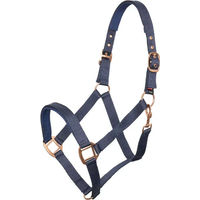Produktbild von Imperial Riding Halfter Classic Sport aus Nylon mit Neopren-Polsterung und Goldbeschlägen Navy Full