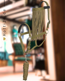 Produktbild von Imperial Riding Halfter mit Fliegenfransen und Strick in Olive Green aus Nylon