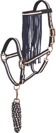 Imperial Riding Halfter-Set aus Polyester mit Anbindestrick und Fliegenfransen in Blau für Pferde – Bild 1 von 2