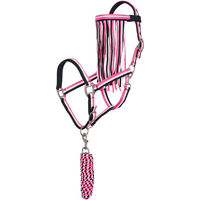 Produktbild von Imperial Riding Halfter-Set für Pferde aus Nylon mit Anbindestrick und Fliegenfransen in Neon Pink, Größe Cob