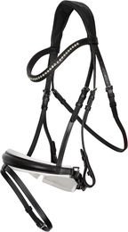 Imperial Riding IRH Fria Trense aus Büffelleder mit Schafslederpolsterung und Strass-Stirnband in Schwarz-Weiß Cob – Bild 1 von 3
