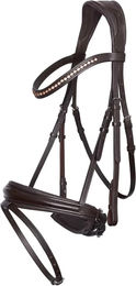 Imperial Riding IRH Fria Trense für Ponys aus Büffelleder mit Schafslederpolsterung und Strass-Stirnband in Braun – Bild 1 von 3