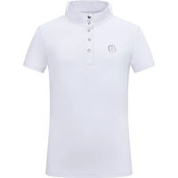 Produktbild von Imperial Riding Kinder Turniershirt IRH Basic Kurzarm Reitshirt mit Stehkragen und Strass-Logo Weiß Größe 152