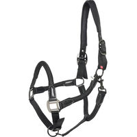 Produktbild von Imperial Riding Laura Pferdehalfter aus Nylon mit PU-Lederriemen und Metallbeschlägen Schwarz Cob