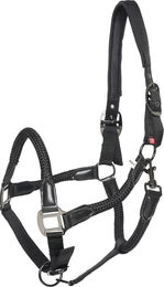 Imperial Riding Laura Pferdehalfter aus Nylon mit PU-Lederriemen und Metallbeschlägen Schwarz Pony – Bild 1 von 1