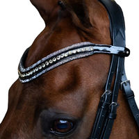 Produktbild von Imperial Riding Maxima Stirnband aus Leder mit Glas-Strasssteinen und Stiftverschluss Olivgrün Cob