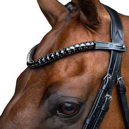 Imperial Riding Maxima Stirnband aus Leder mit Glas-Strasssteinen und Stiftverschluss Schwarz Cob – Bild 1 von 1
