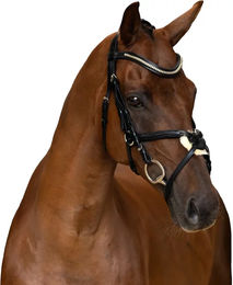 Imperial Riding Mexikanisches Zaumzeug IRH aus Leder mit breitem Nasenband und gepolstertem Genickstück Schwarz Full – Bild 1 von 1
