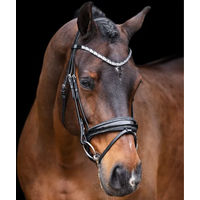 Produktbild von Imperial Riding Olympia Trense aus Büffelleder mit Strass und Kalbslederpolsterung Schwarz-Silber Cob