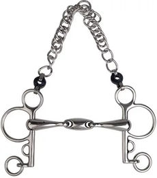 Produktbild von Imperial Riding Pelham Gebiss für Pferde aus Edelstahl doppelt gebrochen mit ovalem Link 17mm und 5cm Seitenteilen in Silber