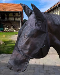 Imperial Riding Pferde Fliegenmaske mit Ohren und Nasenklappe in Schwarz aus Polyester – Bild 1 von 1