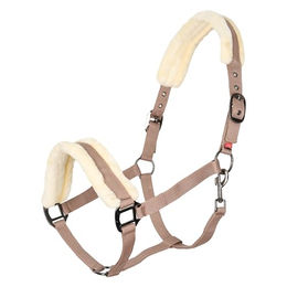 Produktbild von Imperial Riding Pferdehalfter Classic Fur aus Nylon mit Kunstfellpolsterung für Ponys in Beige mit Gold-Details