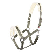 Produktbild von Imperial Riding Pferdehalfter Classic Fur aus Nylon mit Kunstfellpolsterung in Grün mit Gold und Roségold Details für Warmblut