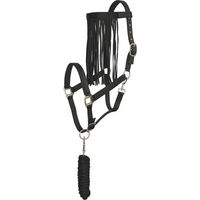 Produktbild von Imperial Riding Set aus Nylonhalfter, Anbindeleine und Fliegenstirnband für Pferde in Schwarz