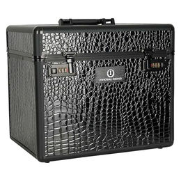 Imperial Riding Shiny Putzbox aus Kunstleder mit Zahlenschloss und Spiegel in Schwarz Croco – Bild 1 von 5