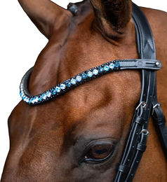 Imperial Riding Stirnband Grande aus Leder mit Glas-Strasssteinen und Stiftverschluss Blau Pony – Bild 1 von 1