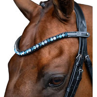 Produktbild von Imperial Riding Stirnband Grande aus Leder mit Glas-Strasssteinen und Stiftverschluss Blau Pony