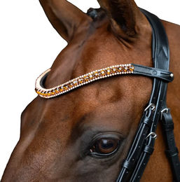Imperial Riding Stirnband Grande aus Leder mit Glas-Strasssteinen und Stiftverschluss Bronze für Ponys – Bild 1 von 1