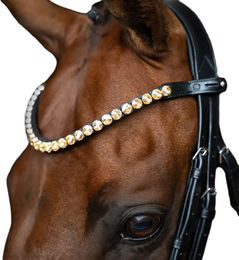 Imperial Riding Stirnband Grande aus Leder mit Glas-Strasssteinen und Stiftverschluss Gold Full – Bild 1 von 1