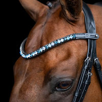 Produktbild von Imperial Riding Stirnriemen IRH Grande aus Leder mit Glas-Strasssteinen und Stiftverschluss Blau Cob