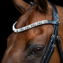 Imperial Riding Stirnriemen IRHSlim aus Leder mit Glas-Strasssteinen Schwarz-Silber Full – Bild 1 von 1