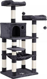 In And OutdoorMatch Kratzbaum Cleveland für Katzen in Rauchgrau mit Hängematte und 143cm Höhe – Bild 1 von 4