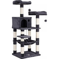 Produktbild von In And OutdoorMatch Kratzbaum Cleveland für Katzen in Rauchgrau mit Hängematte und 143cm Höhe