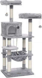 In And OutdoorMatch Kratzbaum Jean Grau 143cm mit Hängematte für Katzen und Kitten – Bild 1 von 3