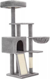 In And OutdoorMatch Kratzbaum Troy für Katzen in Grau mit Hängematte 135 cm für Kitten – Bild 1 von 2