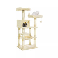 Produktbild von In And OutdoorMatch Kratzbaum Tyrique für Katzen und Kitten in Cremefarben mit Hängematte 143cm
