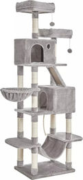 In And OutdoorMatch Kratzbaum XL Emerson für Katzen in Rauchgrau mit 206 cm Höhe und integrierter Hängematte – Bild 1 von 2