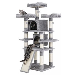 In And OutdoorMatch Luxus-Kratzbaum Clyde für Katzen und Kitten, 172 cm, Grau mit Hängematte – Bild 1 von 1