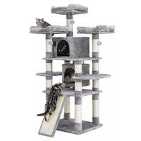 Produktbild von In And OutdoorMatch Luxus-Kratzbaum Clyde für Katzen und Kitten, 172 cm, Grau mit Hängematte