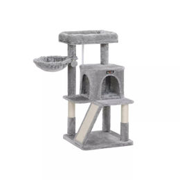 In And OutdoorMatch Luxus-Kratzbaum Creola für Katzen und Kitten mit Hängematte Grau 48 x 48 x 96 cm – Bild 1 von 2