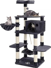 In And OutdoorMatch Luxus-Kratzbaum Felicia für Katzen und Kitten in Schwarz mit Hängematte und Sisal, 164 cm – Bild 1 von 1