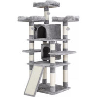 Produktbild von In And OutdoorMatch Luxus-Kratzbaum für Katzen Ynske in Grau mit weicher Hängematte und Sisal für Kitten 50 x 50 x 172 cm