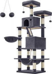 In And OutdoorMatch Luxus-Kratzbaum Keagan für Katzen und Kitten mit Hängematte, 168 cm, Grau – Bild 1 von 2