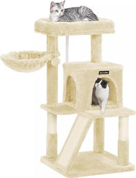 In And OutdoorMatch Luxus-Kratzbaum Kimberly für Katzen in Creme mit weicher Hängematte für Kitten – Bild 1 von 2