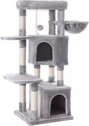 In And OutdoorMatch Luxus-Kratzbaum Peggie für Katzen in Grau mit Hängematte und 120 cm Höhe – Bild 1 von 4