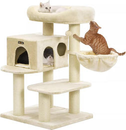 In And OutdoorMatch Luxus-Kratzbaum Vance für Katzen in Beige mit Hängematte und Sisal-Elementen 112 cm geeignet für Kitten – Bild 1 von 1