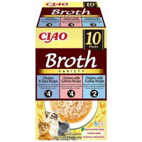Produktbild von INABA Cat Ciao Churu Katzen-Suppe mit Huhn, Lachs, Thunfisch und Jakobsmuschel getreidefrei 10x40g