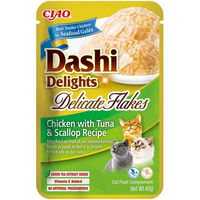 Produktbild von INABA Cat Dashi Delights Delicate Flakes Katzenleckerli mit Huhn, Thunfisch und Jakobsmuscheln 40g - 40 g