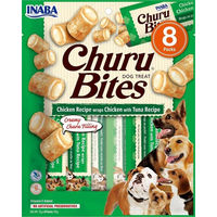Produktbild von INABA Churu Bites Hundeleckerli Huhn und Thunfisch getreidefrei ohne Konservierungsstoffe 96 g - 8 x 12 g