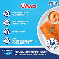 Produktbild von INABA Churu Cremige Hundesnacks mit Lachs und Garnelen, Getreidefrei, 4x14g