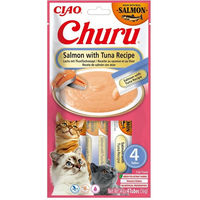 Produktbild von INABA Churu Cremiges Katzenleckerli Lachs und Thunfisch 4x14g für alle Altersstufen - 4 x 14 g