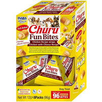 Produktbild von INABA Churu Fun Bites Hundeleckerli Huhn mit Käse getreidefrei 96 g - 8 x 12 g