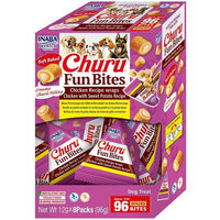 Produktbild von INABA Churu Fun Bites Hundeleckerli Huhn und Süßkartoffel getreidefrei 96 g - 8 x 12 g
