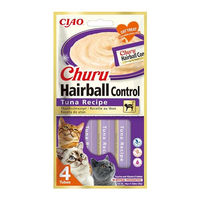 Produktbild von Inaba Churu Hairball Kontrolle Katzensnacks Thunfisch zur Unterstützung der Verdauung und Haarballen-Kontrolle (4 x 14g) - 4 x 14 g