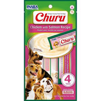 Produktbild von INABA Churu Hundeleckerli Huhn mit Lachs Getreidefrei und Ohne Konservierungsstoffe 56 g - 4 x 14 g